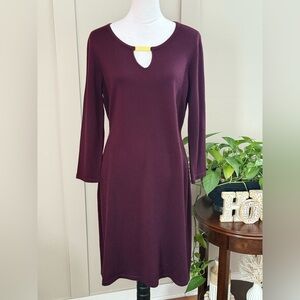 Calvin Klein Long Sleeve Sweater Dress in Rich Burgundy